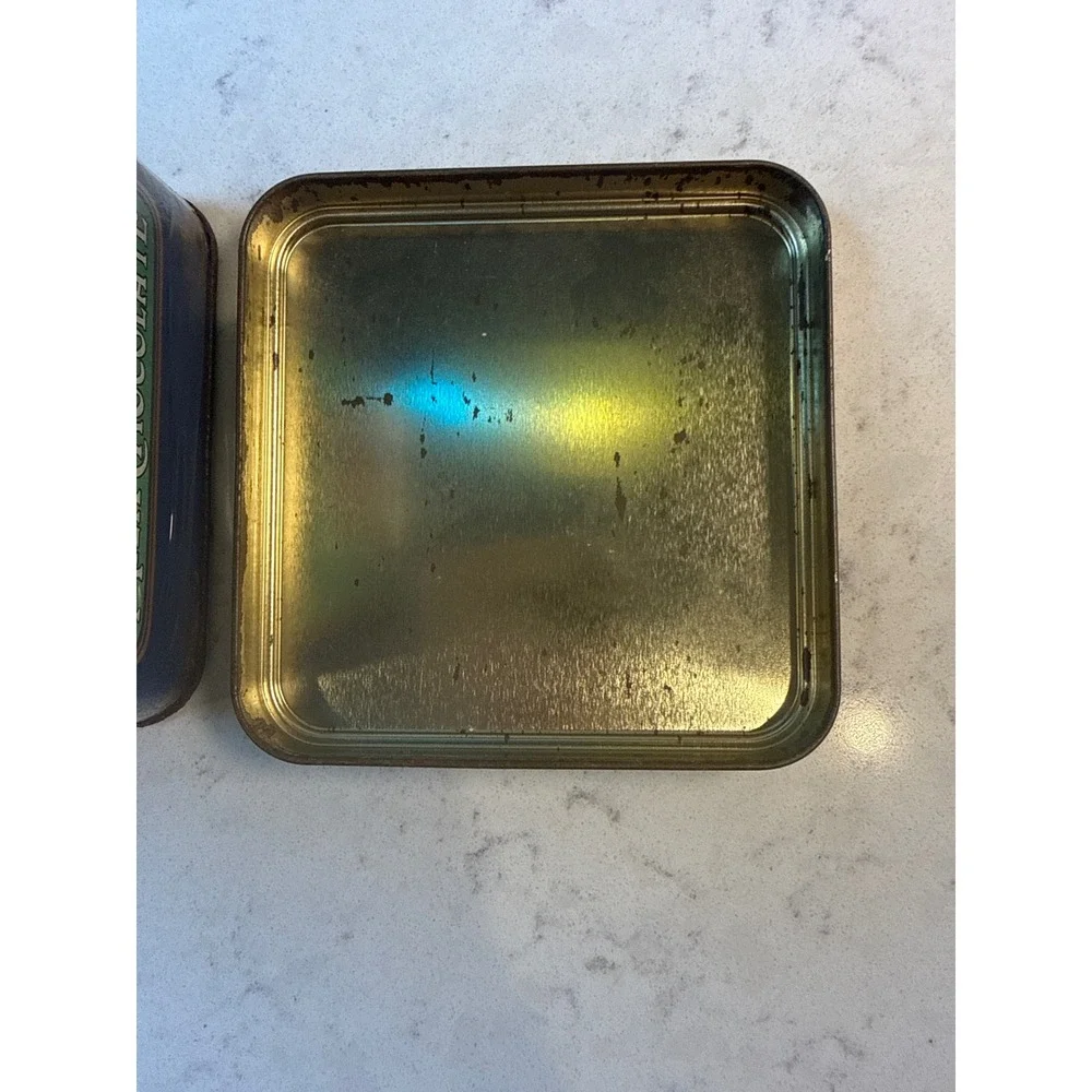 Vintage Cadbury Almond Joy Chocolate Tin Blue‎ Victorian Illustration 12oz Box